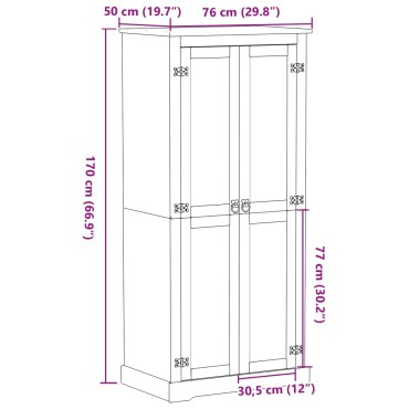 vidaXL Ντουλάπα Corona 76x50x170cm από Μασίφ Ξύλο Πεύκου 1 τεμ.