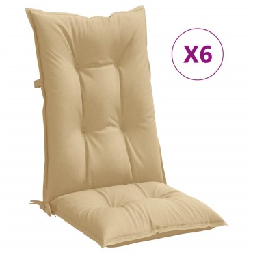 vidaXL Μαξιλάρια Καρέκλας με Πλάτη 6 τεμ. Μπεζ 120x50x7cm Ύφασμα
