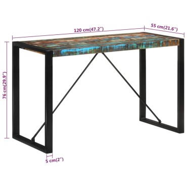 vidaXL Τραπεζαρία 120x55x76cm από Μασίφ Ανακυκλωμένο Ξύλο 1 τεμ.