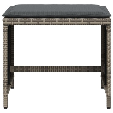 vidaXL Σκαμπό Κήπου 4 τεμ. Γκρι 40x40x35cm Συνθετικό Ρατάν Μαξιλάρια