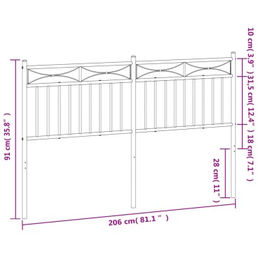 vidaXL Κεφαλάρι Μαύρο Μεταλλικό 206x3x91cm 1 τεμ.