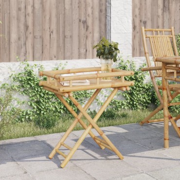 vidaXL Τραπέζι Δίσκος Πτυσσόμενο 60x40x68cm από Μπαμπού 1 τεμ.