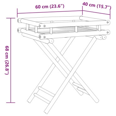 vidaXL Τραπέζι Δίσκος Πτυσσόμενο 60x40x68cm από Μπαμπού 1 τεμ.
