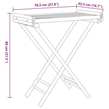 vidaXL Τραπέζι Δίσκος Πτυσσόμενο 70,5x42,5x80cm από Μπαμπού 1 τεμ.