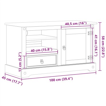 vidaXL Έπιπλο Τηλεόρασης Corona 100x45x58cm από Μασίφ Ξύλο Πεύκου