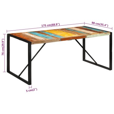 vidaXL Τραπεζαρία 175x90x76cm από Μασίφ Ανακυκλωμένο Ξύλο 1 τεμ.