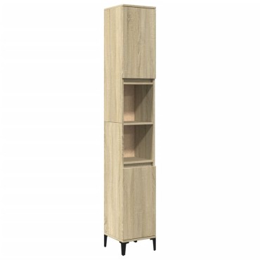 vidaXL Ντουλάπι Μπάνιου Sonoma Δρυς 30x30x190cm Επεξεργασμένο Ξύλο 1 τεμ.