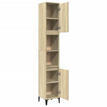 vidaXL Ντουλάπι Μπάνιου Sonoma Δρυς 30x30x190cm Επεξεργασμένο Ξύλο 1 τεμ.