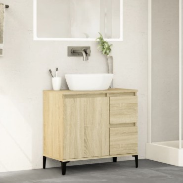 vidaXL Ντουλάπι Μπάνιου Sonoma Δρυς 65x33x60cm Επεξεργασμένο Ξύλο 1 τεμ.