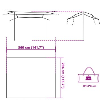vidaXL Μουσαμάς Κάμπινγκ Αδιάβροχος Μπλε 360 x 294 εκ.