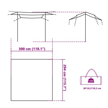 vidaXL Μουσαμάς Κάμπινγκ Αδιάβροχος Πράσινος 300x294 εκ.