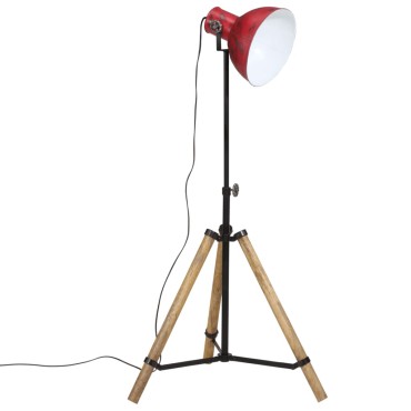 vidaXL Φωτιστικό Δαπέδου 25 W Αντικέ Κόκκινο 75x75x90-150 εκ. Ε27