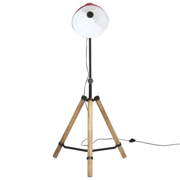 vidaXL Φωτιστικό Δαπέδου 25 W Αντικέ Κόκκινο 75x75x90-150 εκ. Ε27