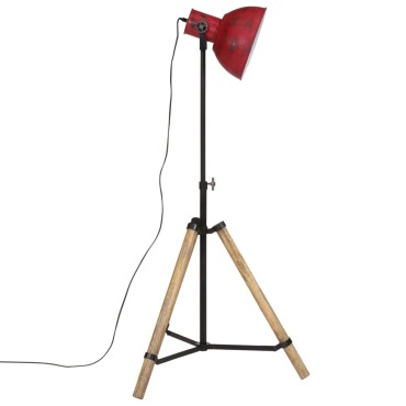 vidaXL Φωτιστικό Δαπέδου 25 W Αντικέ Κόκκινο 75x75x90-150 εκ. Ε27