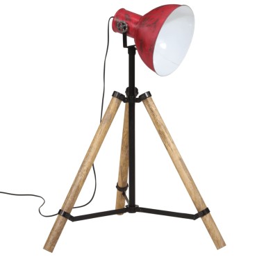 vidaXL Φωτιστικό Δαπέδου 25 W Αντικέ Κόκκινο 75x75x90-150 εκ. Ε27