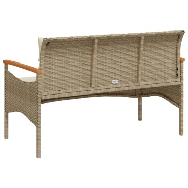 vidaXL Παγκάκι Κήπου Μπεζ 116x62,5x74cm Συνθετικό Ρατάν με Μαξιλάρια 1 τεμ.