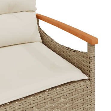 vidaXL Παγκάκι Κήπου Μπεζ 116x62,5x74cm Συνθετικό Ρατάν με Μαξιλάρια 1 τεμ.