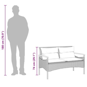 vidaXL Παγκάκι Κήπου Μπεζ 116x62,5x74cm Συνθετικό Ρατάν με Μαξιλάρια 1 τεμ.