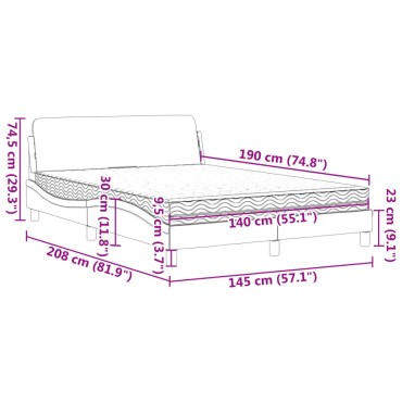 vidaXL Κρεβάτι με Στρώμα Ανοιχτό Γκρι 140x190 εκ. Βελούδινο