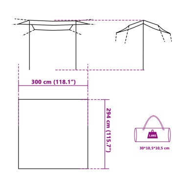 vidaXL Μουσαμάς Κάμπινγκ Αδιάβροχος Μπλε 300x294 εκ.