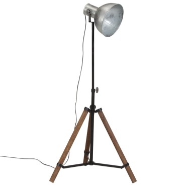 vidaXL Φωτιστικό Δαπέδου 25 W Vintage Ασημί 75x75x90-150 εκ. Ε27