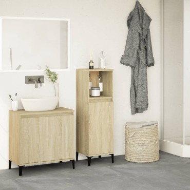 vidaXL Ντουλάπι Μπάνιου Sonoma Δρυς 30x30x100cm Επεξεργασμένο Ξύλο 1 τεμ.