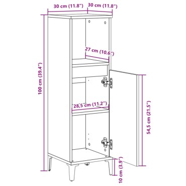 vidaXL Ντουλάπι Μπάνιου Sonoma Δρυς 30x30x100cm Επεξεργασμένο Ξύλο 1 τεμ.