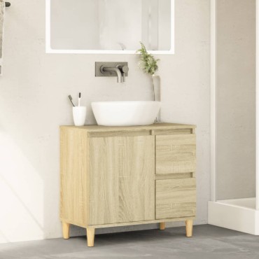 vidaXL Ντουλάπι Μπάνιου Sonoma Δρυς 65x33x60cm Επεξεργασμένο Ξύλο 1 τεμ.
