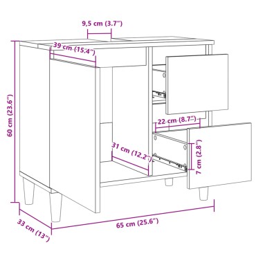 vidaXL Ντουλάπι Μπάνιου Sonoma Δρυς 65x33x60cm Επεξεργασμένο Ξύλο 1 τεμ.