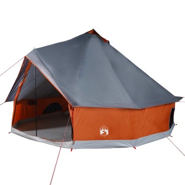 vidaXL Σκηνή Κάμπινγκ Tipi 12 Ατόμων Αδιάβροχη Γκρι/Πορτοκαλί