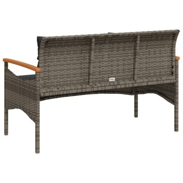 vidaXL Παγκάκι Κήπου Γκρι 116x62,5x74cm Συνθετικό Ρατάν με Μαξιλάρια 1 τεμ.