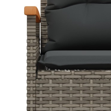 vidaXL Παγκάκι Κήπου Γκρι 116x62,5x74cm Συνθετικό Ρατάν με Μαξιλάρια 1 τεμ.