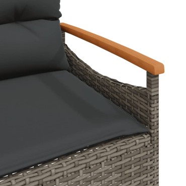 vidaXL Παγκάκι Κήπου Γκρι 116x62,5x74cm Συνθετικό Ρατάν με Μαξιλάρια 1 τεμ.