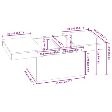 vidaXL Τραπεζάκι Σαλονιού Μαύρο 80x55x40cm Επεξεργασμένο Ξύλο 1 τεμ.