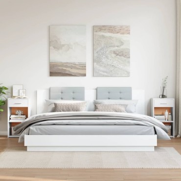 vidaXL Κομοδίνα 2 τεμ. Λευκά 35x34x65cm από Επεξεργασμένο Ξύλο