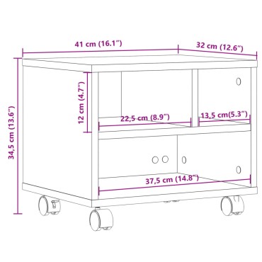 vidaXL Βάση Εκτυπωτή με Ρόδες Γκρι Σκυρ. 41x32x34,5 εκ.