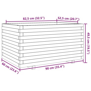 vidaXL Ζαρντινιέρα Κήπου 90x60x49,5 εκ από Μασίφ Ξύλο Πεύκου