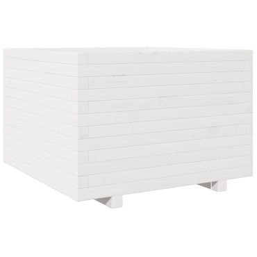 vidaXL Ζαρντινιέρα Κήπου Λευκή 80x80x49,5 εκ. από Μασίφ Ξύλο Πεύκου