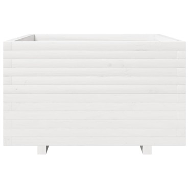 vidaXL Ζαρντινιέρα Κήπου Λευκή 80x80x49,5 εκ. από Μασίφ Ξύλο Πεύκου