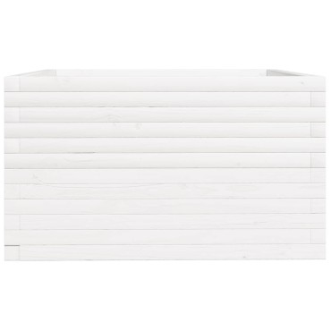 vidaXL Ζαρντινιέρα Κήπου Λευκή 80x80x49,5 εκ. από Μασίφ Ξύλο Πεύκου