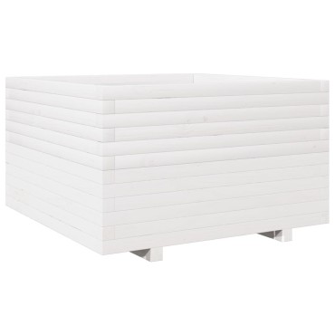 vidaXL Ζαρντινιέρα Κήπου Λευκή 80x80x49,5 εκ. από Μασίφ Ξύλο Πεύκου
