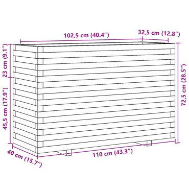 vidaXL Ζαρντινιέρα Καφέ Κεριού 110x40x72,5 εκ. από Μασίφ Ξύλο Πεύκου