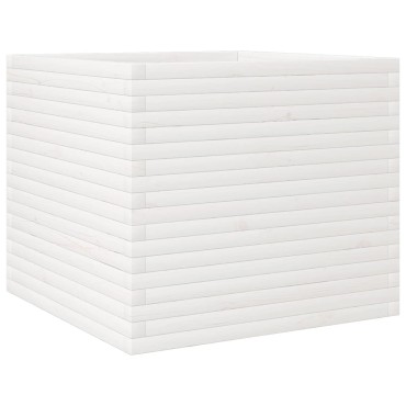 vidaXL Ζαρντινιέρα Λευκή 80x80x68,5 εκ. από Μασίφ Ξύλο Πεύκου