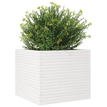 vidaXL Ζαρντινιέρα Λευκή 80x80x68,5 εκ. από Μασίφ Ξύλο Πεύκου