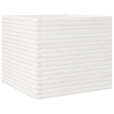 vidaXL Ζαρντινιέρα Λευκή 80x80x68,5 εκ. από Μασίφ Ξύλο Πεύκου