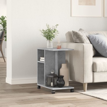 vidaXL Βοηθητικό Τραπέζι με Ρόδες Γκρι Σκυρ 50x30x55cm Επεξ. Ξύλο 1 τεμ.