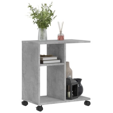 vidaXL Βοηθητικό Τραπέζι με Ρόδες Γκρι Σκυρ 50x30x55cm Επεξ. Ξύλο 1 τεμ.