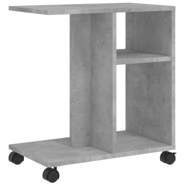 vidaXL Βοηθητικό Τραπέζι με Ρόδες Γκρι Σκυρ 50x30x55cm Επεξ. Ξύλο 1 τεμ.