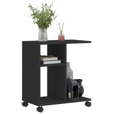 vidaXL Βοηθητικό Τραπέζι με Ρόδες Μαύρο 50x30x55cm Επεξ. Ξύλο 1 τεμ.