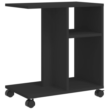 vidaXL Βοηθητικό Τραπέζι με Ρόδες Μαύρο 50x30x55cm Επεξ. Ξύλο 1 τεμ.